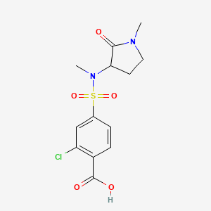 molecular formula C13H15ClN2O5S B7417627 2-Chloro-4-[methyl-(1-methyl-2-oxopyrrolidin-3-yl)sulfamoyl]benzoic acid 