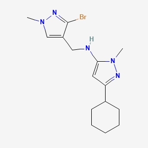 molecular formula C15H22BrN5 B7417655 N-[(3-bromo-1-methylpyrazol-4-yl)methyl]-5-cyclohexyl-2-methylpyrazol-3-amine 