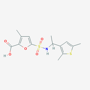 molecular formula C14H17NO5S2 B7417695 5-[1-(2,5-Dimethylthiophen-3-yl)ethylsulfamoyl]-3-methylfuran-2-carboxylic acid 