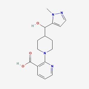 molecular formula C16H20N4O3 B7417730 2-[4-[Hydroxy-(2-methylpyrazol-3-yl)methyl]piperidin-1-yl]pyridine-3-carboxylic acid 