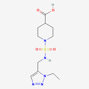 molecular formula C11H19N5O4S B7417776 1-[(3-Ethyltriazol-4-yl)methylsulfamoyl]piperidine-4-carboxylic acid 