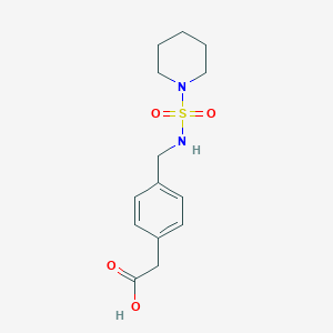 molecular formula C14H20N2O4S B7417789 2-[4-[(Piperidin-1-ylsulfonylamino)methyl]phenyl]acetic acid 