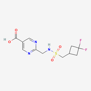 molecular formula C11H13F2N3O4S B7417817 2-[[(3,3-Difluorocyclobutyl)methylsulfonylamino]methyl]pyrimidine-5-carboxylic acid 