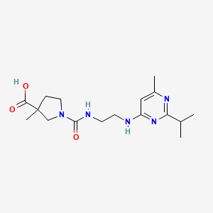 3-Methyl-1-[2-[(6-methyl-2-propan-2-ylpyrimidin-4-yl)amino]ethylcarbamoyl]pyrrolidine-3-carboxylic acid