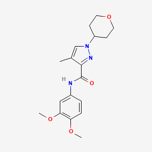 molecular formula C18H23N3O4 B7417847 N-(3,4-dimethoxyphenyl)-4-methyl-1-(oxan-4-yl)pyrazole-3-carboxamide 