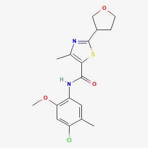 molecular formula C17H19ClN2O3S B7417851 N-(4-chloro-2-methoxy-5-methylphenyl)-4-methyl-2-(oxolan-3-yl)-1,3-thiazole-5-carboxamide 