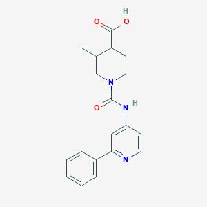 molecular formula C19H21N3O3 B7417883 3-Methyl-1-[(2-phenylpyridin-4-yl)carbamoyl]piperidine-4-carboxylic acid 