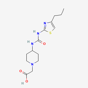 molecular formula C14H22N4O3S B7417901 2-[4-[(4-Propyl-1,3-thiazol-2-yl)carbamoylamino]piperidin-1-yl]acetic acid 