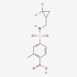 molecular formula C12H13Cl2NO4S B7417965 4-[(2,2-Dichlorocyclopropyl)methylsulfamoyl]-2-methylbenzoic acid 