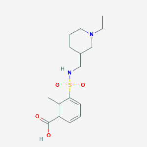 molecular formula C16H24N2O4S B7417970 3-[(1-Ethylpiperidin-3-yl)methylsulfamoyl]-2-methylbenzoic acid 