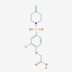 molecular formula C14H16ClNO5S B7417988 2-[2-Chloro-4-(4-methylidenepiperidin-1-yl)sulfonylphenoxy]acetic acid 