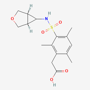 molecular formula C16H21NO5S B7418027 2-[2,4,6-trimethyl-3-[[(1S,5R)-3-oxabicyclo[3.1.0]hexan-6-yl]sulfamoyl]phenyl]acetic acid 