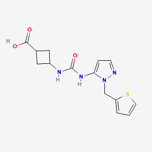 3-[[2-(Thiophen-2-ylmethyl)pyrazol-3-yl]carbamoylamino]cyclobutane-1-carboxylic acid