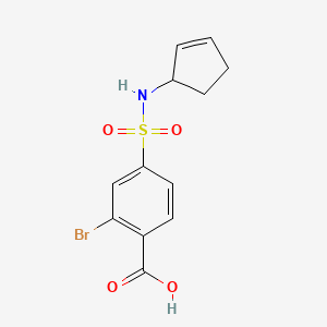 molecular formula C12H12BrNO4S B7418064 2-Bromo-4-(cyclopent-2-en-1-ylsulfamoyl)benzoic acid 