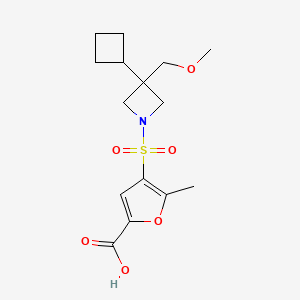 molecular formula C15H21NO6S B7418096 4-[3-Cyclobutyl-3-(methoxymethyl)azetidin-1-yl]sulfonyl-5-methylfuran-2-carboxylic acid 