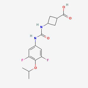 molecular formula C15H18F2N2O4 B7418102 3-[(3,5-Difluoro-4-propan-2-yloxyphenyl)carbamoylamino]cyclobutane-1-carboxylic acid 