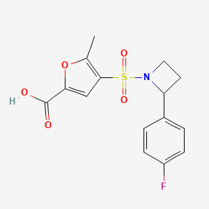 4-[2-(4-Fluorophenyl)azetidin-1-yl]sulfonyl-5-methylfuran-2-carboxylic acid