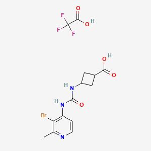 molecular formula C14H15BrF3N3O5 B7418138 3-[(3-Bromo-2-methylpyridin-4-yl)carbamoylamino]cyclobutane-1-carboxylic acid;2,2,2-trifluoroacetic acid 