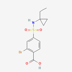 molecular formula C12H14BrNO4S B7418146 2-Bromo-4-[(1-ethylcyclopropyl)sulfamoyl]benzoic acid 