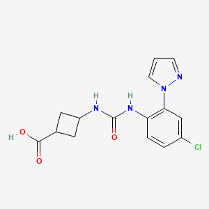 3-[(4-Chloro-2-pyrazol-1-ylphenyl)carbamoylamino]cyclobutane-1-carboxylic acid