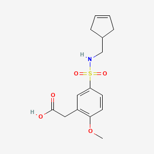 molecular formula C15H19NO5S B7418181 2-[5-(Cyclopent-3-en-1-ylmethylsulfamoyl)-2-methoxyphenyl]acetic acid 