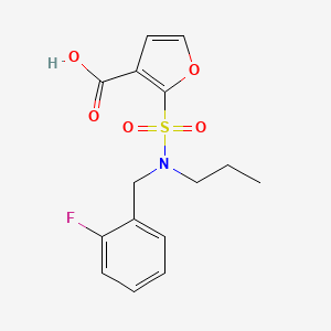 molecular formula C15H16FNO5S B7418216 2-[(2-Fluorophenyl)methyl-propylsulfamoyl]furan-3-carboxylic acid 