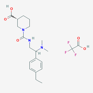 molecular formula C21H30F3N3O5 B7418290 (3R)-1-[[2-(dimethylamino)-2-(4-ethylphenyl)ethyl]carbamoyl]piperidine-3-carboxylic acid;2,2,2-trifluoroacetic acid 