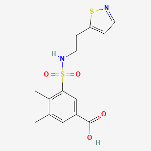 molecular formula C14H16N2O4S2 B7418312 3,4-Dimethyl-5-[2-(1,2-thiazol-5-yl)ethylsulfamoyl]benzoic acid 