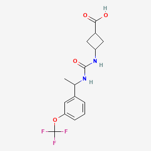 molecular formula C15H17F3N2O4 B7418319 3-[1-[3-(Trifluoromethoxy)phenyl]ethylcarbamoylamino]cyclobutane-1-carboxylic acid 