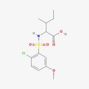 molecular formula C13H18ClNO5S B7418322 2-[(2-Chloro-5-methoxyphenyl)sulfonylamino]-3-methylpentanoic acid 