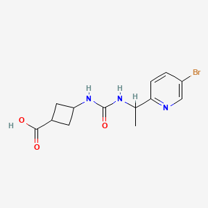 molecular formula C13H16BrN3O3 B7418338 3-[1-(5-Bromopyridin-2-yl)ethylcarbamoylamino]cyclobutane-1-carboxylic acid 