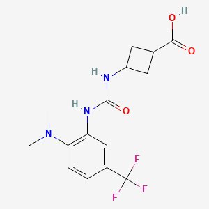 molecular formula C15H18F3N3O3 B7418341 3-[[2-(Dimethylamino)-5-(trifluoromethyl)phenyl]carbamoylamino]cyclobutane-1-carboxylic acid 