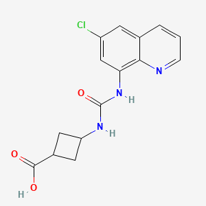 molecular formula C15H14ClN3O3 B7418347 3-[(6-Chloroquinolin-8-yl)carbamoylamino]cyclobutane-1-carboxylic acid 