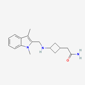 molecular formula C17H23N3O B7418378 2-[3-[(1,3-Dimethylindol-2-yl)methylamino]cyclobutyl]acetamide 