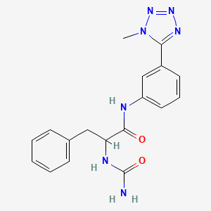 molecular formula C18H19N7O2 B7418427 2-(carbamoylamino)-N-[3-(1-methyltetrazol-5-yl)phenyl]-3-phenylpropanamide 