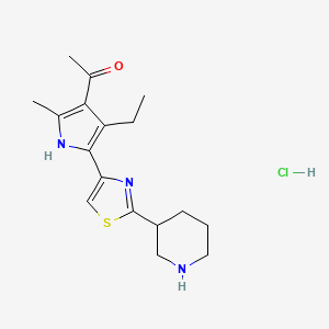 1-[4-ethyl-2-methyl-5-(2-piperidin-3-yl-1,3-thiazol-4-yl)-1H-pyrrol-3-yl]ethanone;hydrochloride