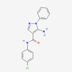 molecular formula C16H13ClN4O B7418538 N-(4-Chlorophenyl)-1-phenyl-5-amino-1H-pyrazole-4-carboxamide 