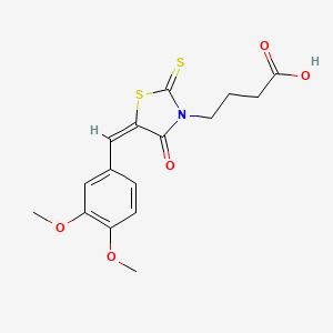 4-[(5E)-5-[(3,4-dimethoxyphenyl)methylidene]-4-oxo-2-sulfanylidene-1,3-thiazolidin-3-yl]butanoic acid