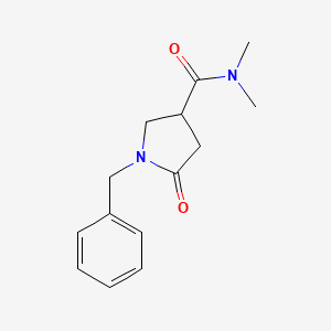 molecular formula C14H18N2O2 B7418627 N,N-dimethyl-5-oxo-1-(phenylmethyl)-3-pyrrolidinecarboxamide 