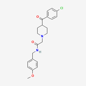 molecular formula C22H25ClN2O3 B7418686 2-[4-(4-chlorobenzoyl)piperidin-1-yl]-N-[(4-methoxyphenyl)methyl]acetamide 