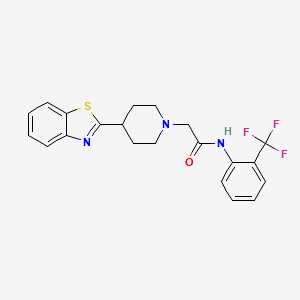 molecular formula C21H20F3N3OS B7418822 2-[4-(1,3-benzothiazol-2-yl)piperidin-1-yl]-N-[2-(trifluoromethyl)phenyl]acetamide 