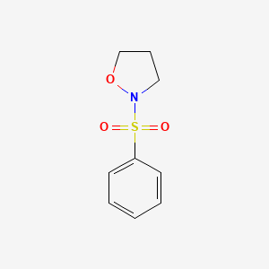 molecular formula C9H11NO3S B7418857 2-(Benzenesulfonyl)-1,2-oxazolidine 