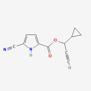 molecular formula C12H10N2O2 B7418871 1-cyclopropylprop-2-ynyl 5-cyano-1H-pyrrole-2-carboxylate 