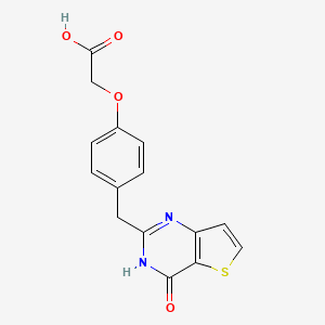 molecular formula C15H12N2O4S B7418877 2-[4-[(4-oxo-3H-thieno[3,2-d]pyrimidin-2-yl)methyl]phenoxy]acetic acid 