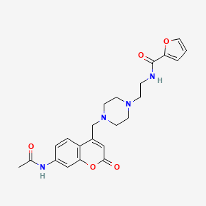 molecular formula C23H26N4O5 B7418881 N-[2-[4-[(7-acetamido-2-oxochromen-4-yl)methyl]piperazin-1-yl]ethyl]furan-2-carboxamide 