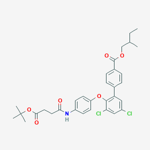 molecular formula C32H35Cl2NO6 B7418887 2-Methylbutyl 4-[3,5-dichloro-2-[4-[[4-[(2-methylpropan-2-yl)oxy]-4-oxobutanoyl]amino]phenoxy]phenyl]benzoate 