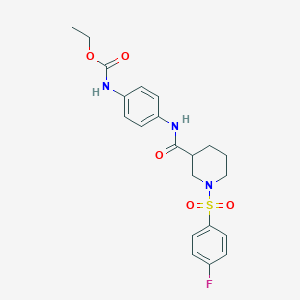 molecular formula C21H24FN3O5S B7418897 ethyl N-[4-[[1-(4-fluorophenyl)sulfonylpiperidine-3-carbonyl]amino]phenyl]carbamate 