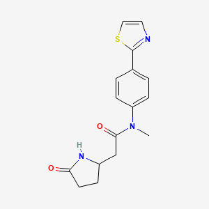 molecular formula C16H17N3O2S B7418907 N-methyl-2-(5-oxopyrrolidin-2-yl)-N-[4-(1,3-thiazol-2-yl)phenyl]acetamide 