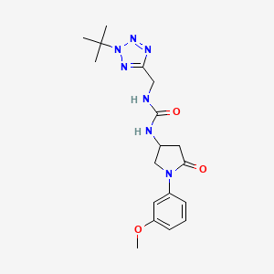 molecular formula C18H25N7O3 B7418915 1-[(2-Tert-butyltetrazol-5-yl)methyl]-3-[1-(3-methoxyphenyl)-5-oxopyrrolidin-3-yl]urea 