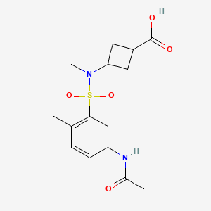 3-[(5-Acetamido-2-methylphenyl)sulfonyl-methylamino]cyclobutane-1-carboxylic acid